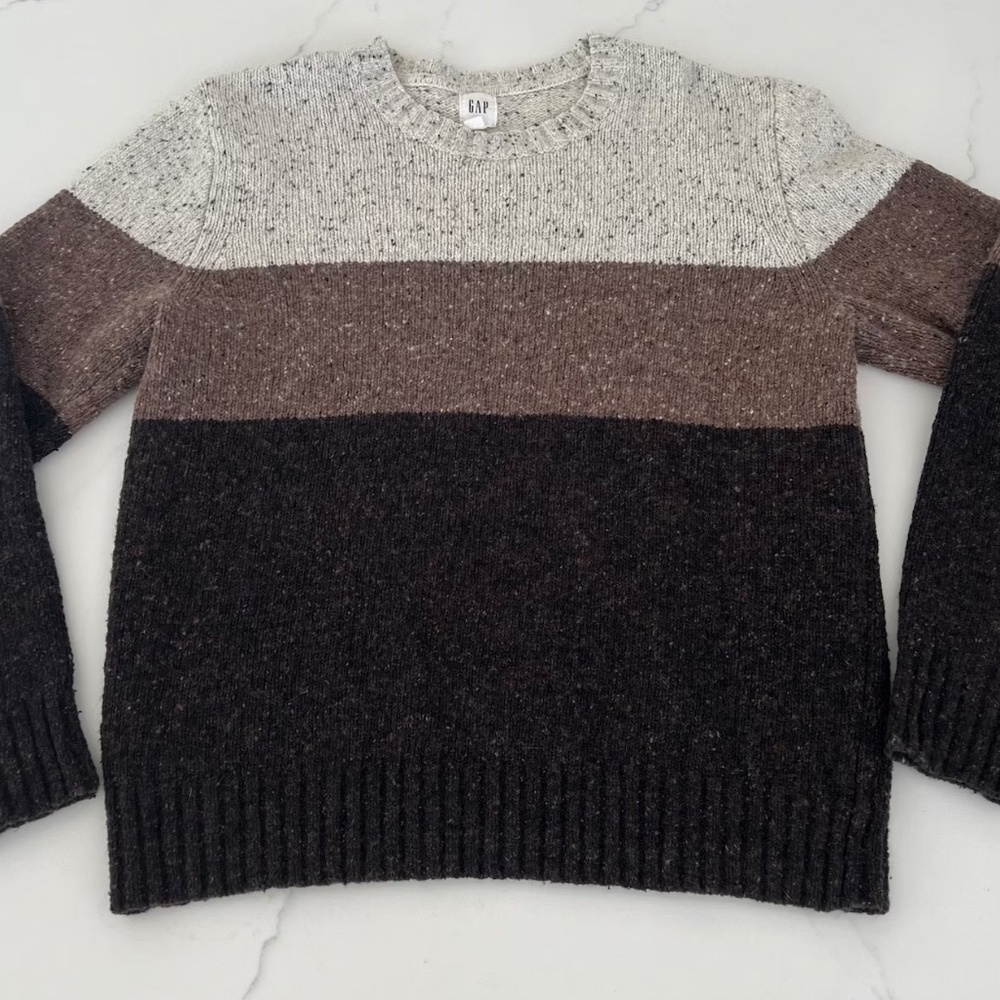 Gap Pullover Sweater,Men's Medium,Donegal Stripe,Mid-Brown,Striped,Jumper
